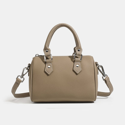 Retro Luxury Pebbled Genuine Leather Boston Clutch Bag