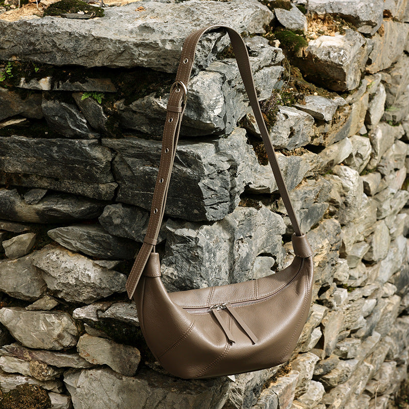 Effortless Genuine Leather Crossbody Dumpling Bag