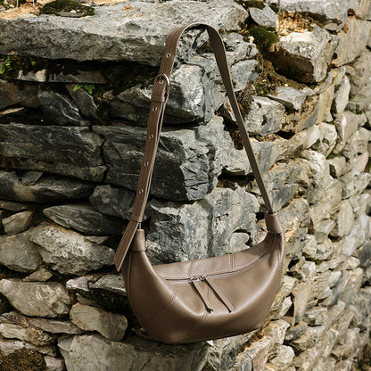 Effortless Genuine Leather Crossbody Dumpling Bag