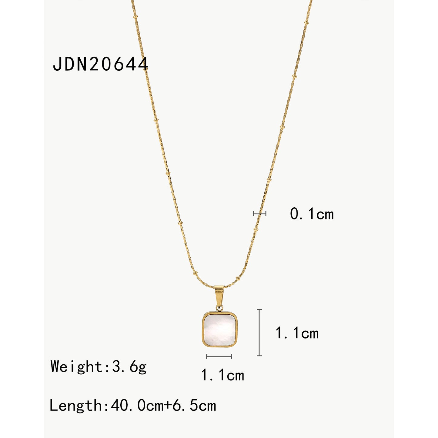 Collar colgante cuadrado de nácar