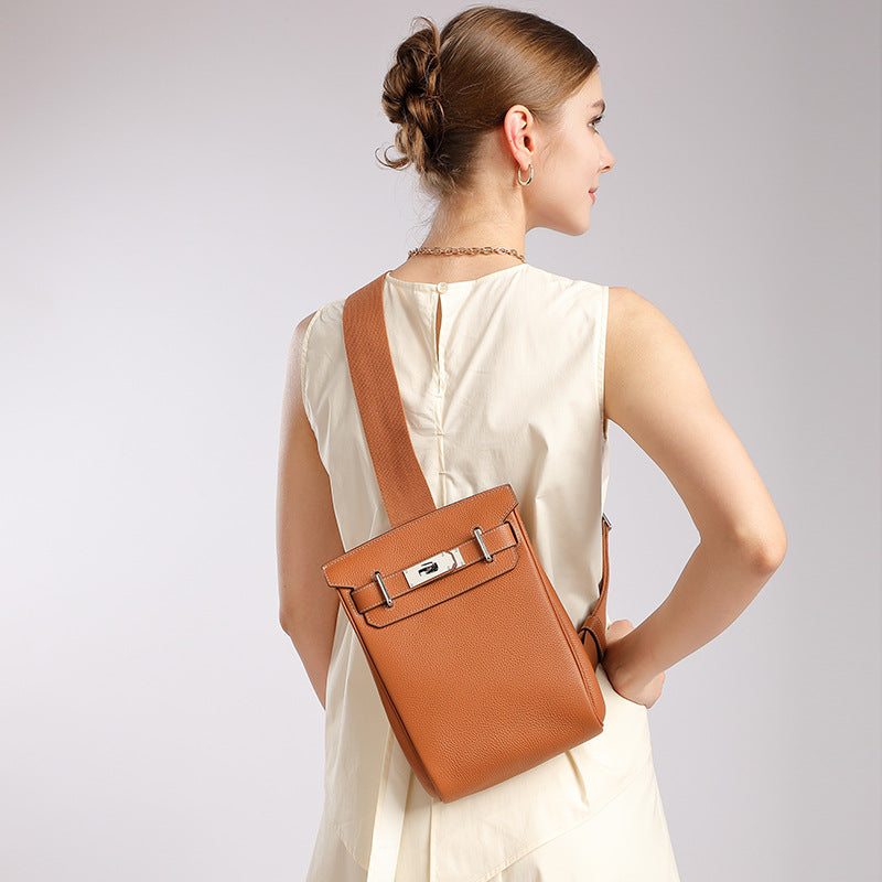 Minimalist Genuine Leather Sling Chest Bag