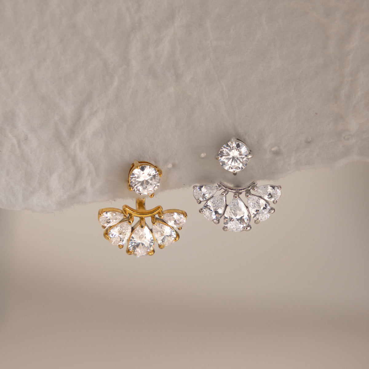 Elegant Radiant Pear Crystal Sunburst Jacket Earrings