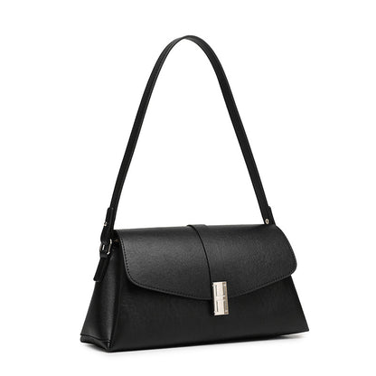 Minimalist Genuine Leather Shoulder Bag with Signature H Buckle