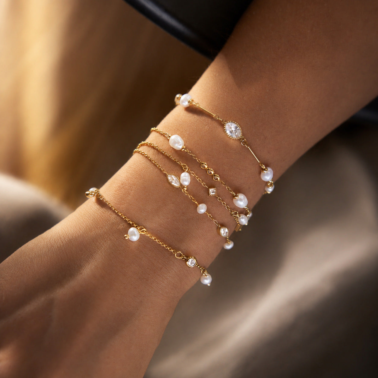 Elegant Minimalist Shimmering Fluid Station Bracelet