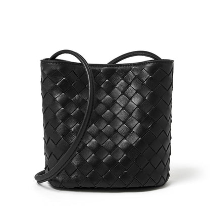 Handgefertigte gewebte Premium-weiche Echtleder-Schafsfell-Umhänge-Bucket Bag