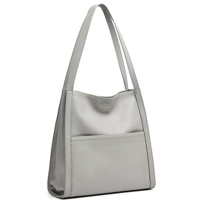 Supple Genuine Leather Spacious Tote Clutch Bag