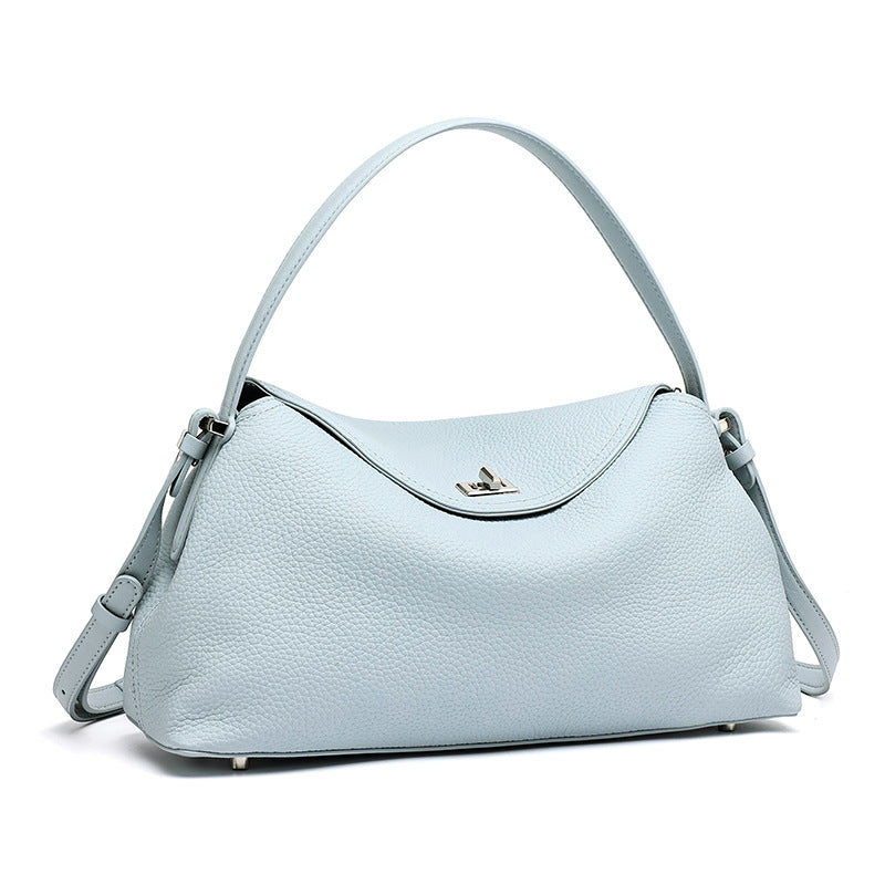 Slouchy Pebbled Genuine Leather Pillow Flip Clutch Bag