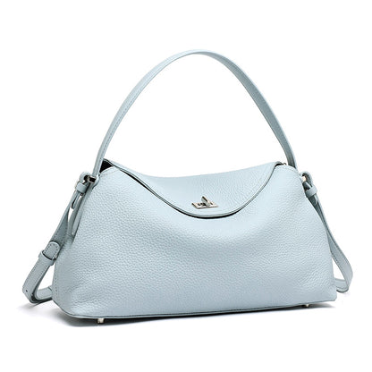 Slouchy Pebbled Genuine Leather Pillow Flip Clutch Bag
