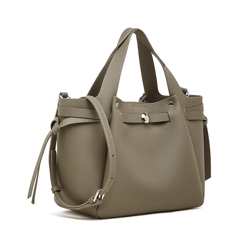 Veloisse Rabbit The Pebbled Genuine Leather Mini Bucket Tote Bag with Turn-Lock Closure ...