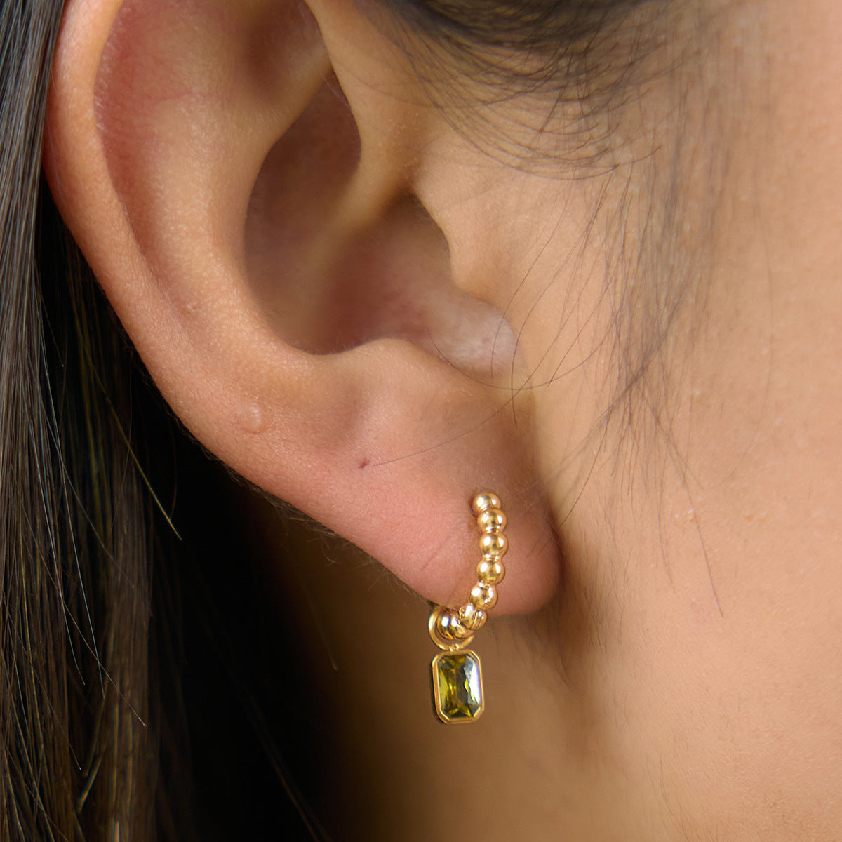 Luxury Vintage Ribbed Beaded Champagne Charm Earrings