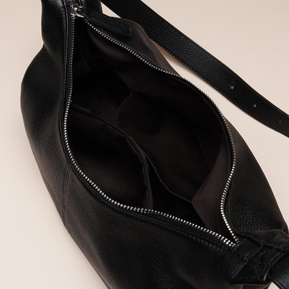Obsidian Slouch Crescent Genuine Leather Hobo Bag