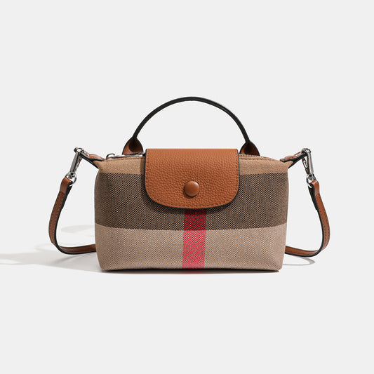 Classic British Plaid Woven Canvas Crossbody Clutch Bag