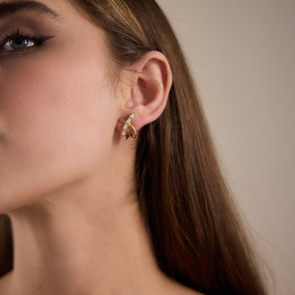 Luxury Majestic Baguette Criss Cross Intertwined Earrings