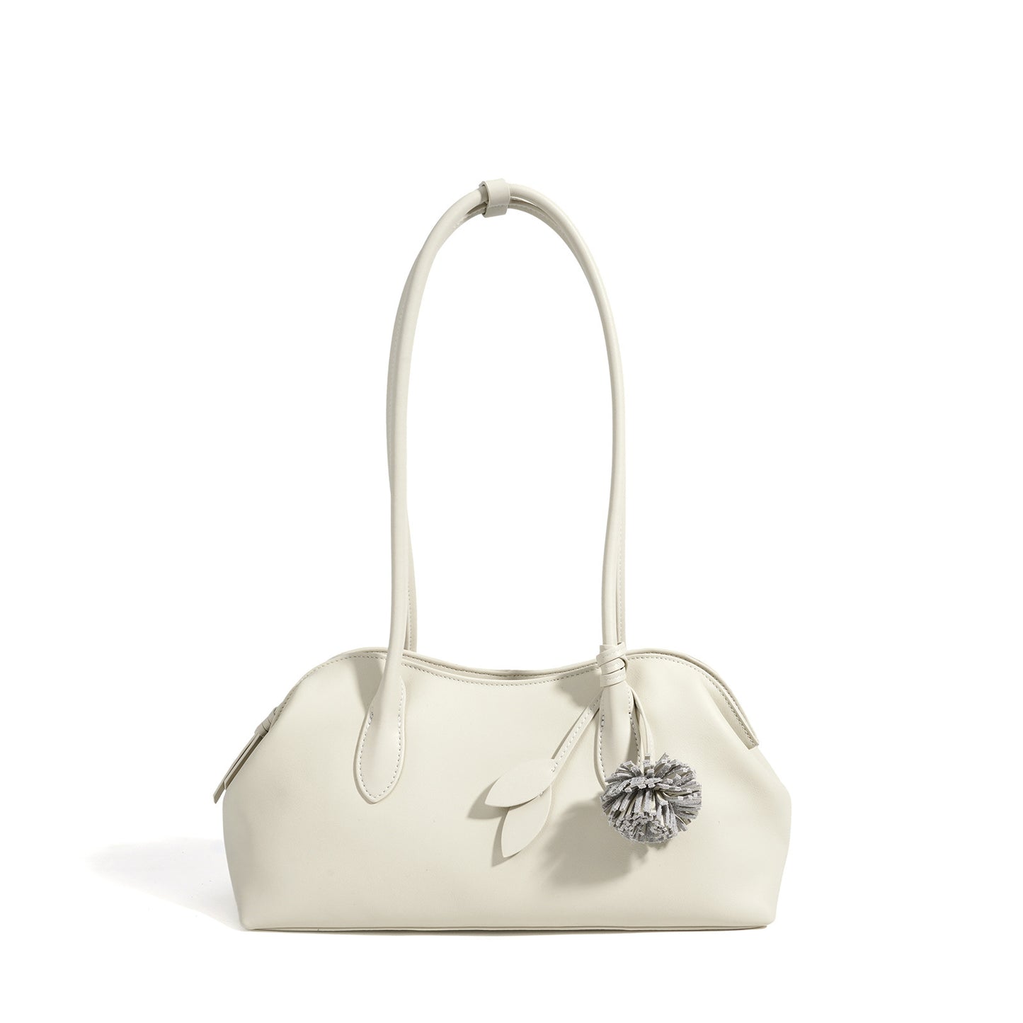 Minimalist Supple Genuine Leather Curved Clutch Bag with Playful Charm