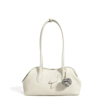 Minimalist Supple Genuine Leather Curved Clutch Bag with Playful Charm