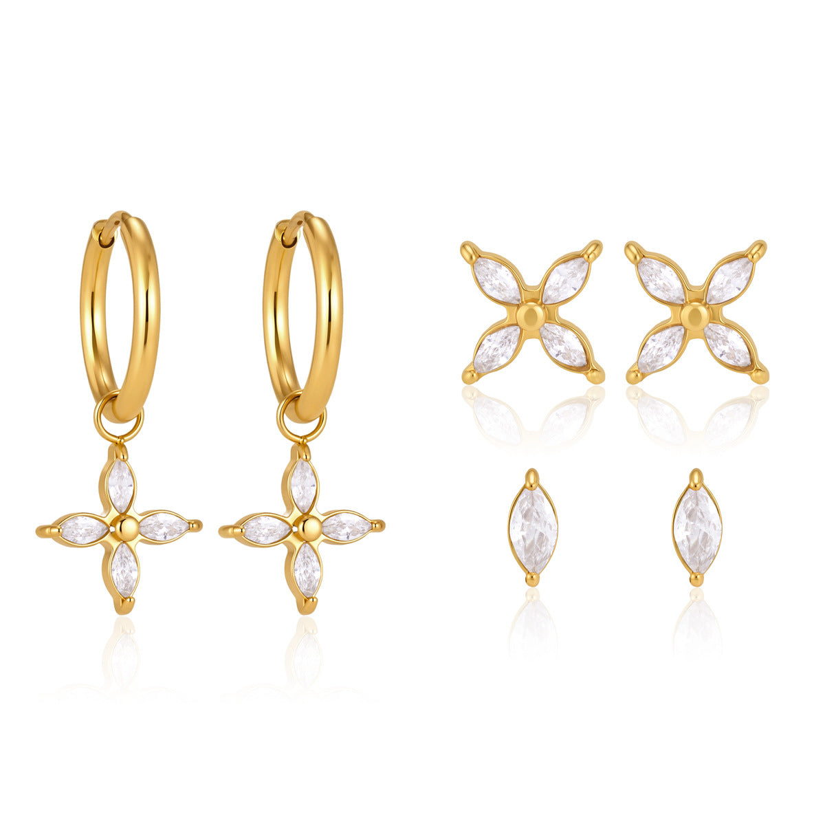 Elegant Radiant Marquise Blossom Earrings Set