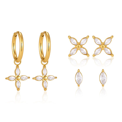 Elegant Radiant Marquise Blossom Earrings Set