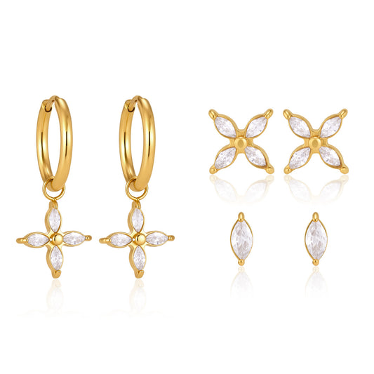 Elegant Radiant Marquise Blossom Earrings Set