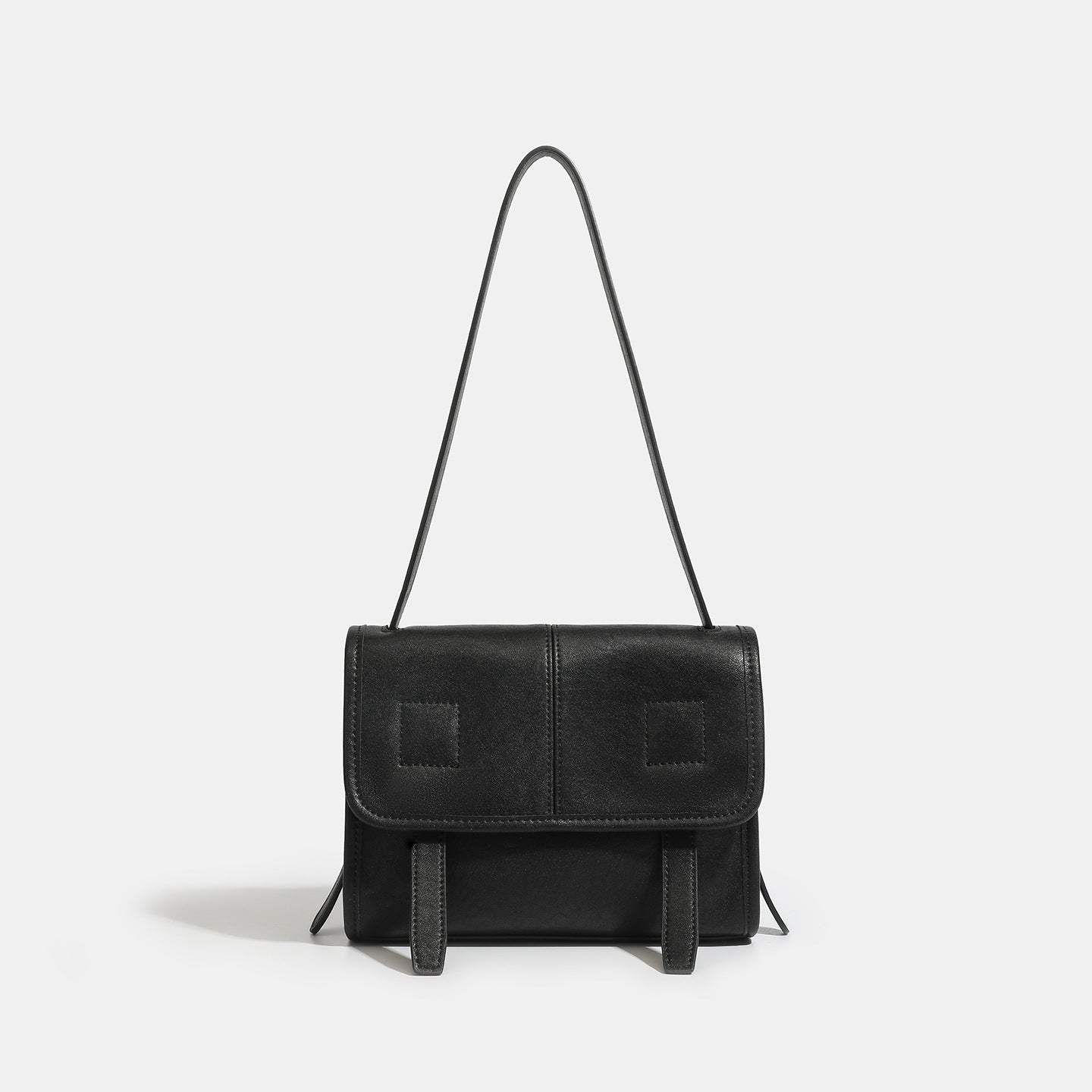 Minimalist Texture Flap Genuine Leather Shoulder Messenger Bag