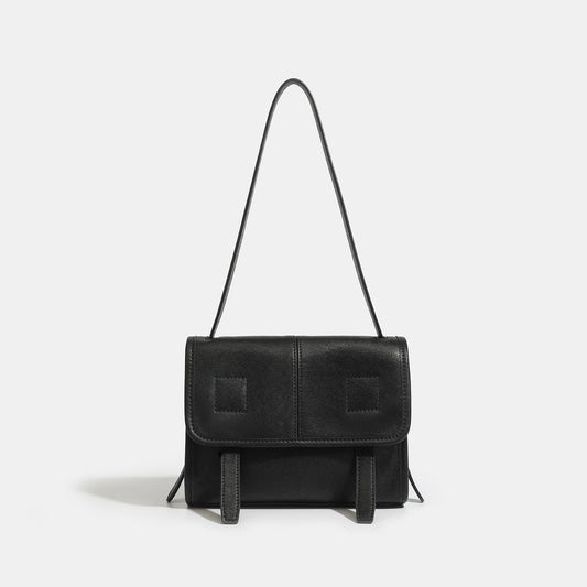 Minimalist Texture Flap Genuine Leather Shoulder Messenger Bag