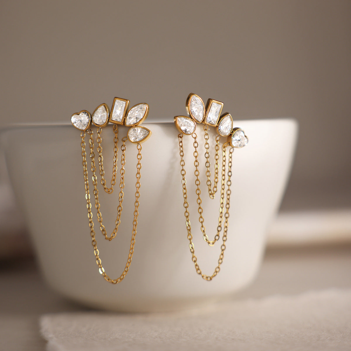 Luxury Majestic Geometric Draped Tiered Arch Earrings