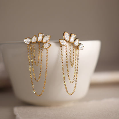 Luxury Majestic Geometric Draped Tiered Arch Earrings