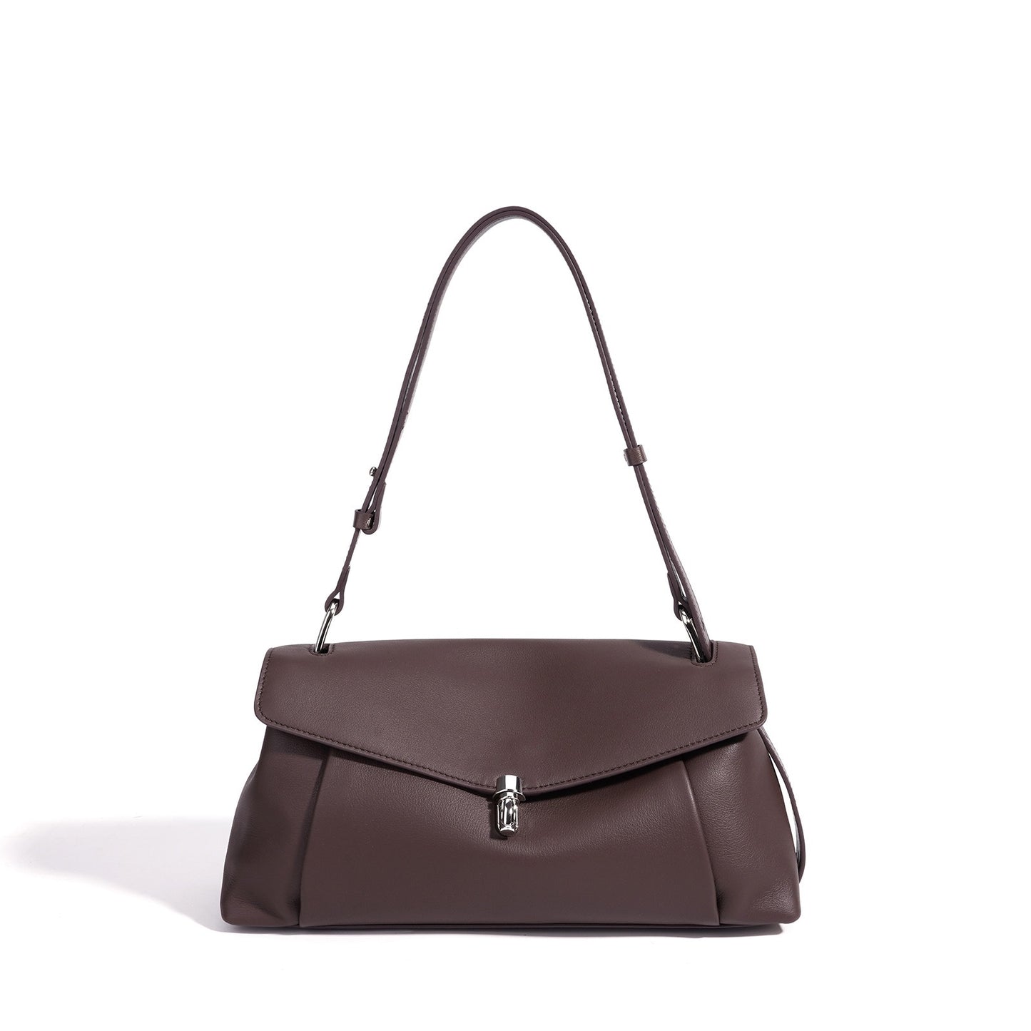 Muted Pebbled Genuine Leather Flap Clutch Bag