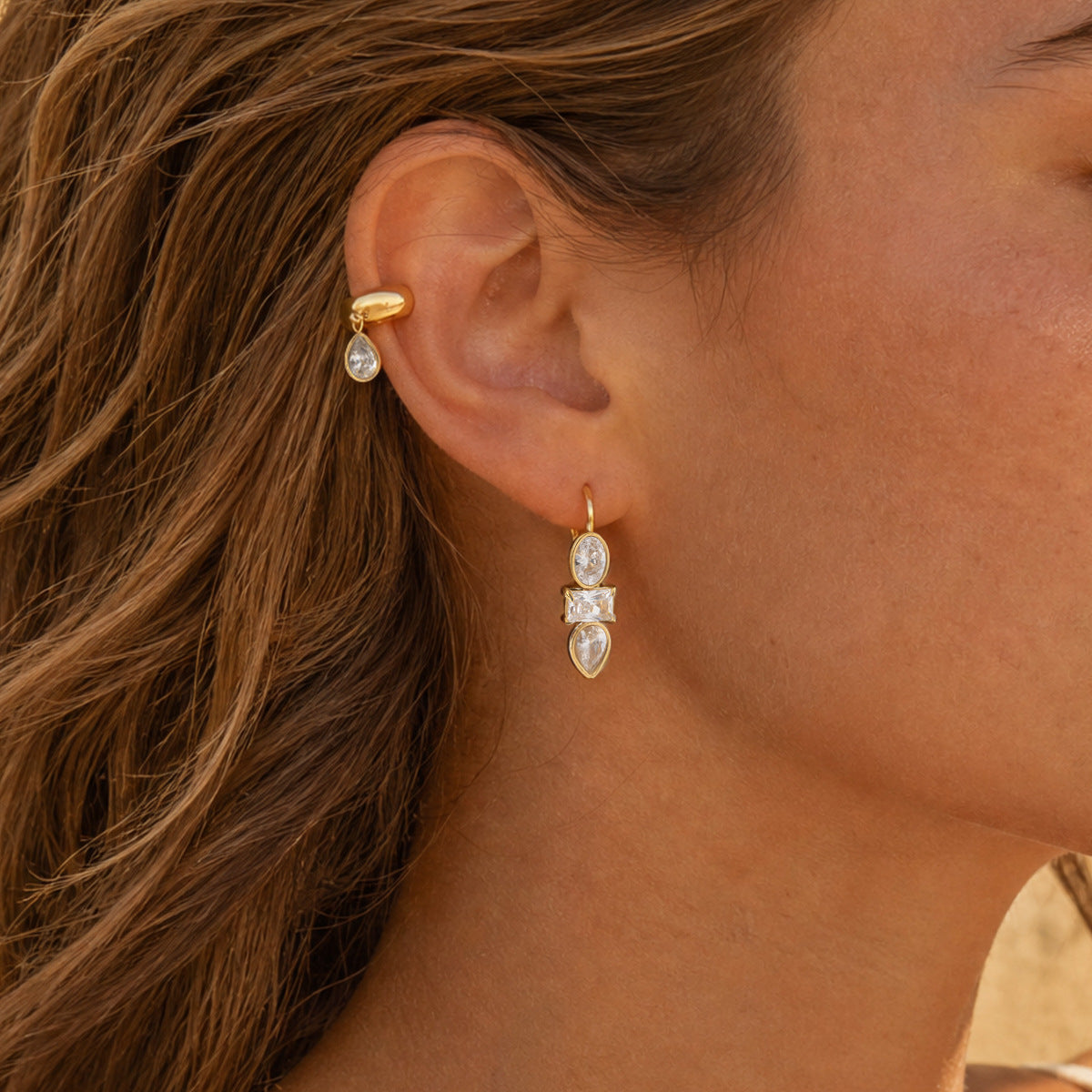 Luxury Majestic Geometric Tiered Totem Drop Earrings