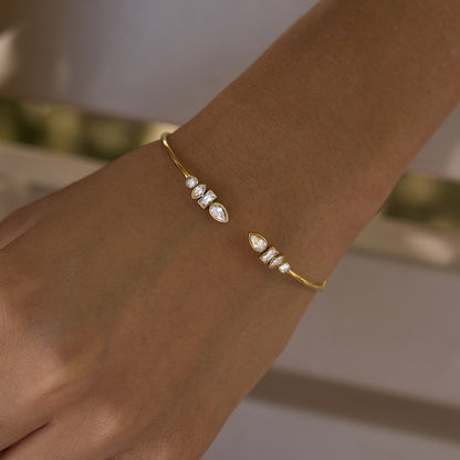 Geometric Silhouette Sculptural Open Cuff Stacking Bracelet