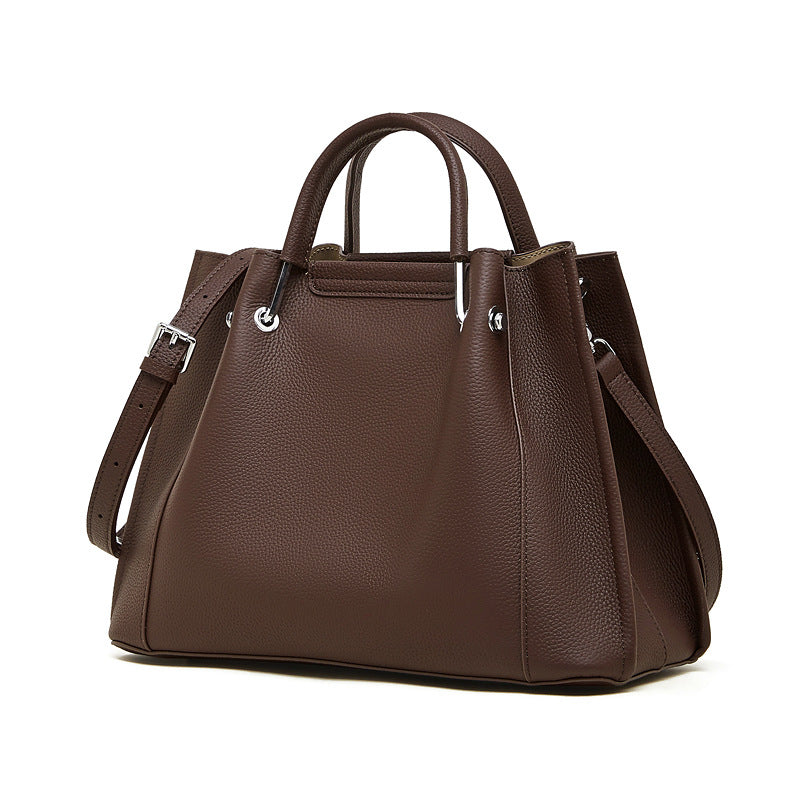 Women's Executive Trapezoid Genuine Leather Tote Bag