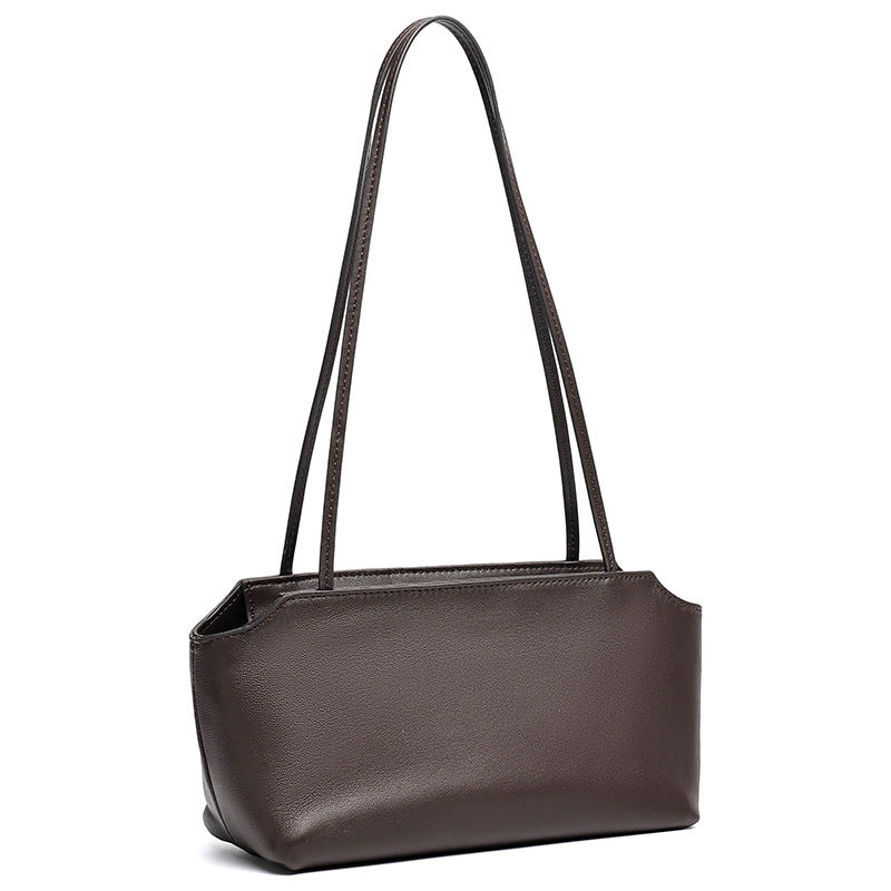 Minimalist Genuine Lambskin Leather Baguette Clutch Bag
