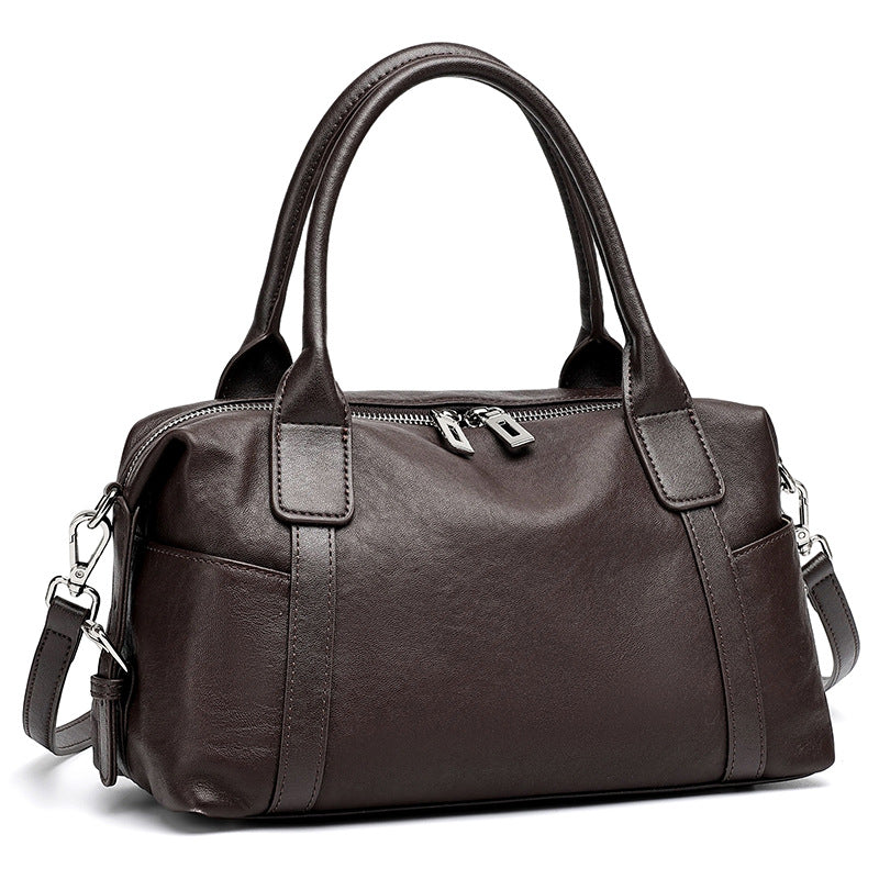 Effortless Genuine Leather Commuter Boston Clutch Bag