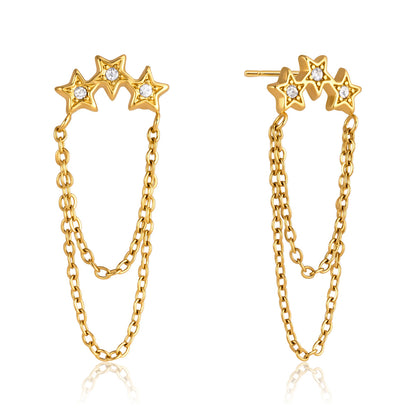 Chic Radiant Starlet Cluster Slender Tiered Drape Fringe Earrings