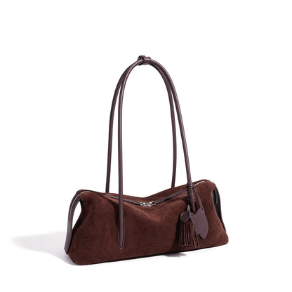 Chic Matte Genuine Leather Baguette Clutch Bag