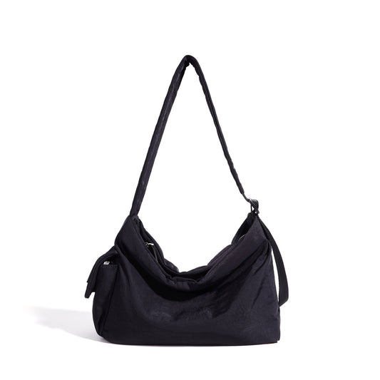 Minimalist Slouchy Nylon Shoulder Clutch Bag
