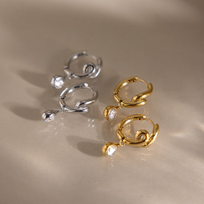 Modern Luxury Fluid Swirl Teardrop Drop Earrings
