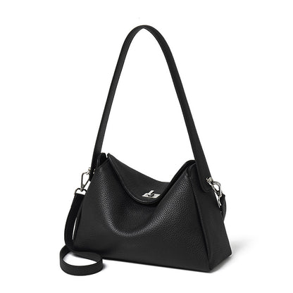 Nonchalant Lychee-Grain Genuine Leather Crossbody Hobo Bag