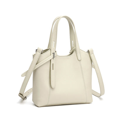 Sleek Genuine Leather Mini Bucket Clutch Bag with Adjustable Straps