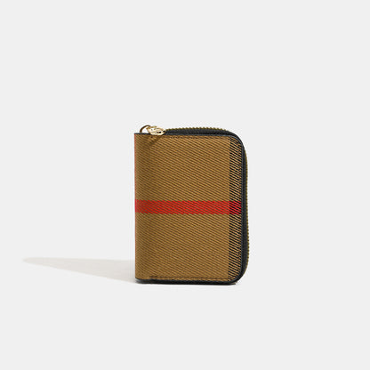 Vintage Tartan Style Canvas Zipper Card Wallet