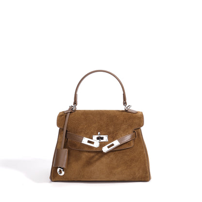 Retro Suede Genuine Leather Kelly Clutch Bag