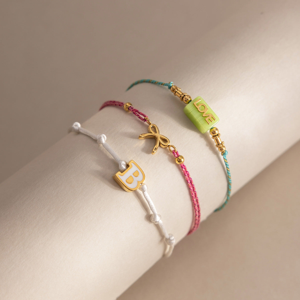 Bohemian Riviera Silk Cord Charm Bracelet