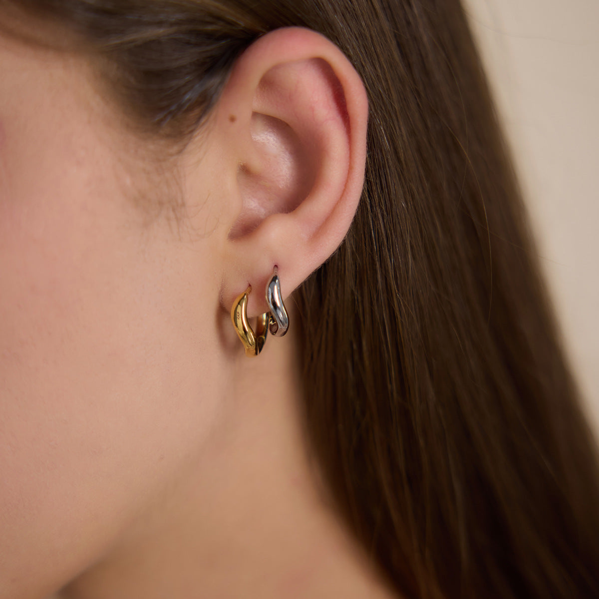 Modern Luxury Organic Wave Liquid Hoop Earrings