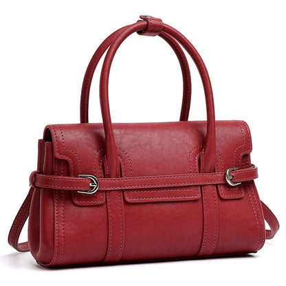 Sleek Genuine Leather Flap Satchel Clutch Bag