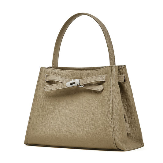 Sophisticated Kelly Genuine Leather Large Capacity Versatile Bucket Tote Bag