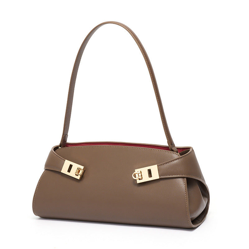 Graceful Genuine Leather Baguette Clutch Bag