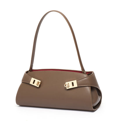Graceful Genuine Leather Baguette Clutch Bag