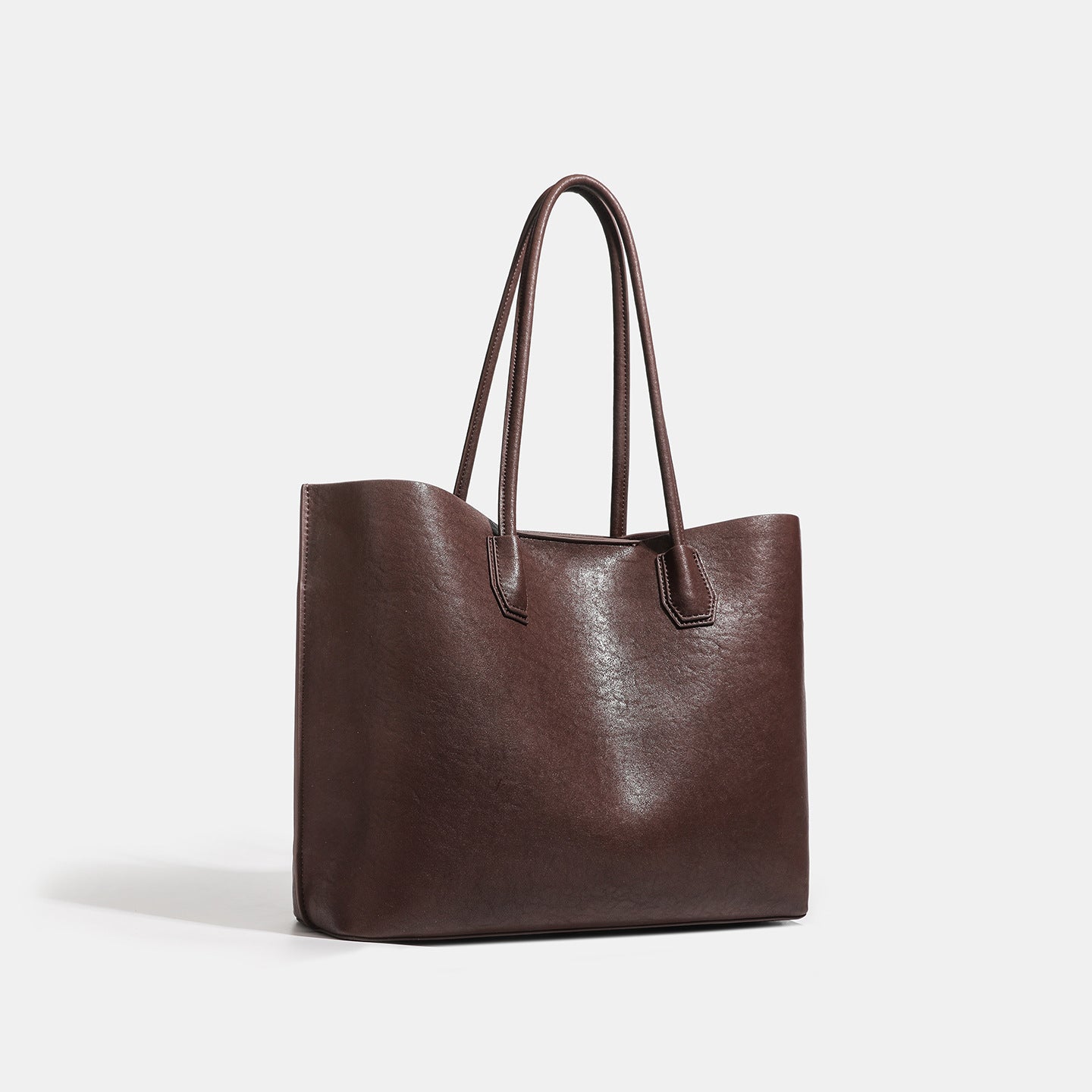 Minimalist Soft Genuine Leather Magnetic Slouchy Tote Shoulder Bag