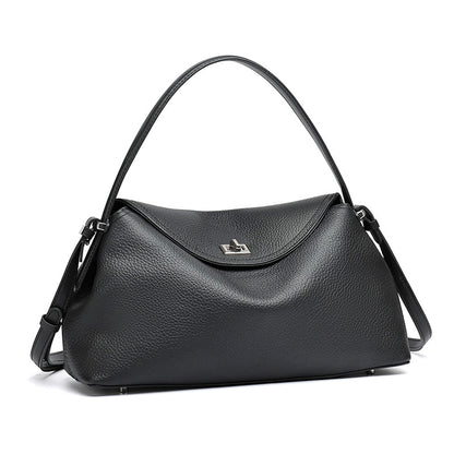 Slouchy Pebbled Genuine Leather Pillow Flip Clutch Bag