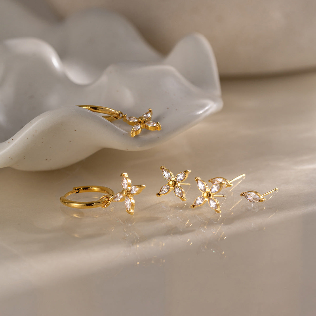 Elegant Radiant Marquise Blossom Earrings Set
