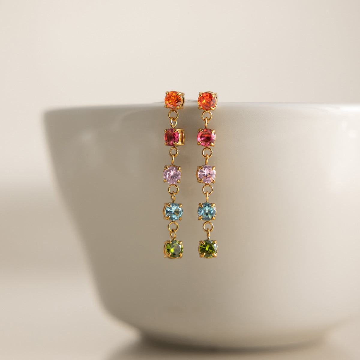 Modern Luxury Pastel Bright Tennis Chain Earrings